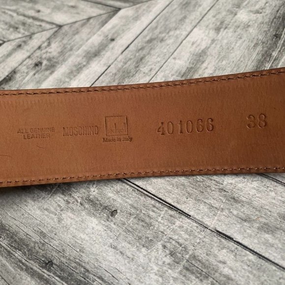 Moschino Redwall Vintage 90s Black Leather Hook Eye Latch Belt 401066 Womens 38 main image 7